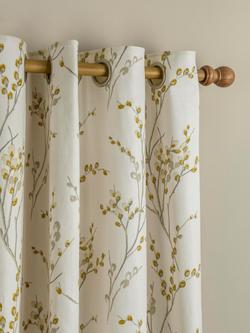 Laura Ashley Pussy Willow Pair Lined Eyelet Curtains, Ochre