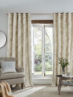 Laura Ashley Pussy Willow Pair Lined Eyelet Curtains - view 2, Off-white/Dove Grey