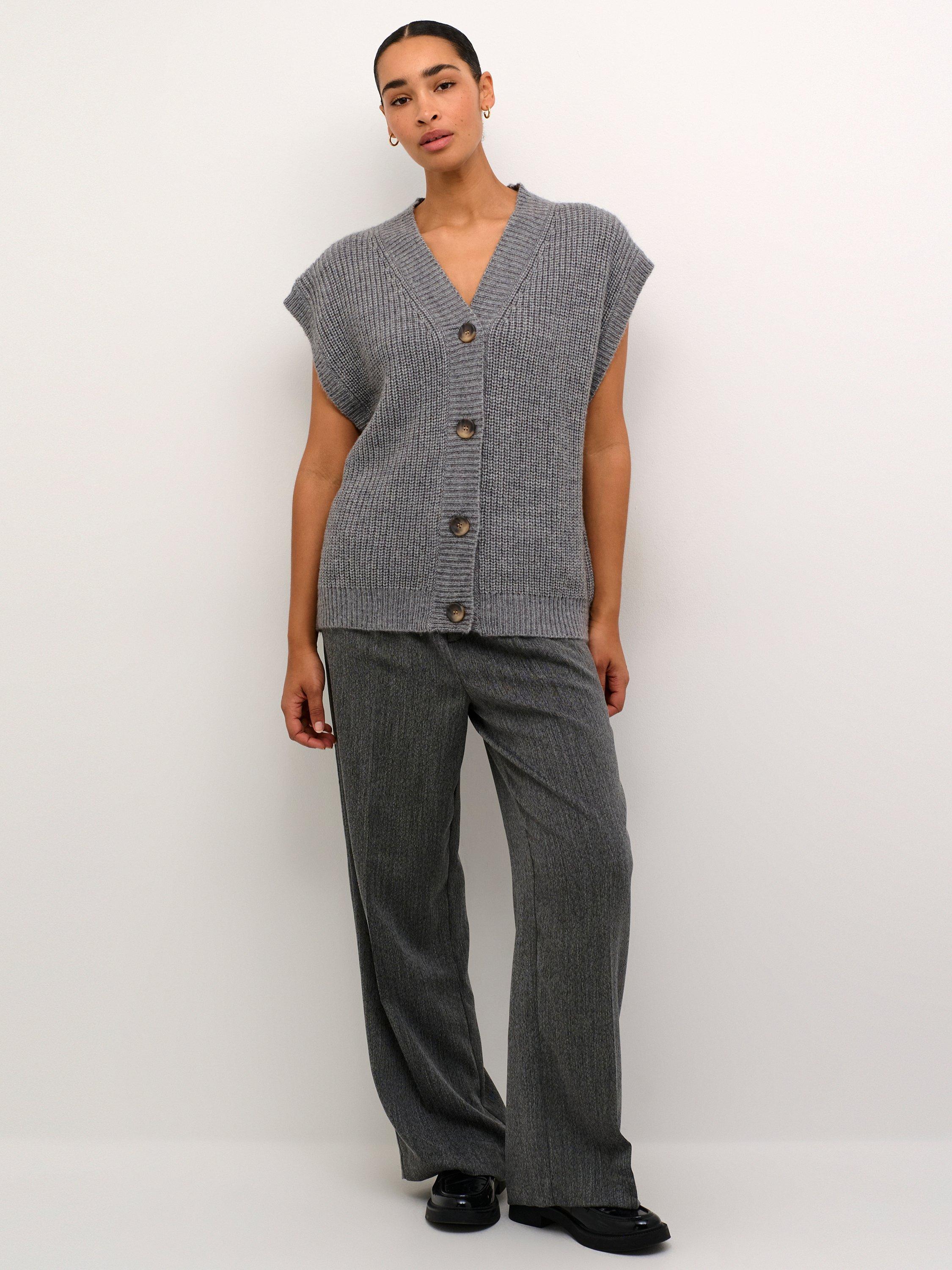 Product image 3 of 6, which shows KAFFE Nellia Sleeveless Wool Blend Cardigan, Grey, XS
