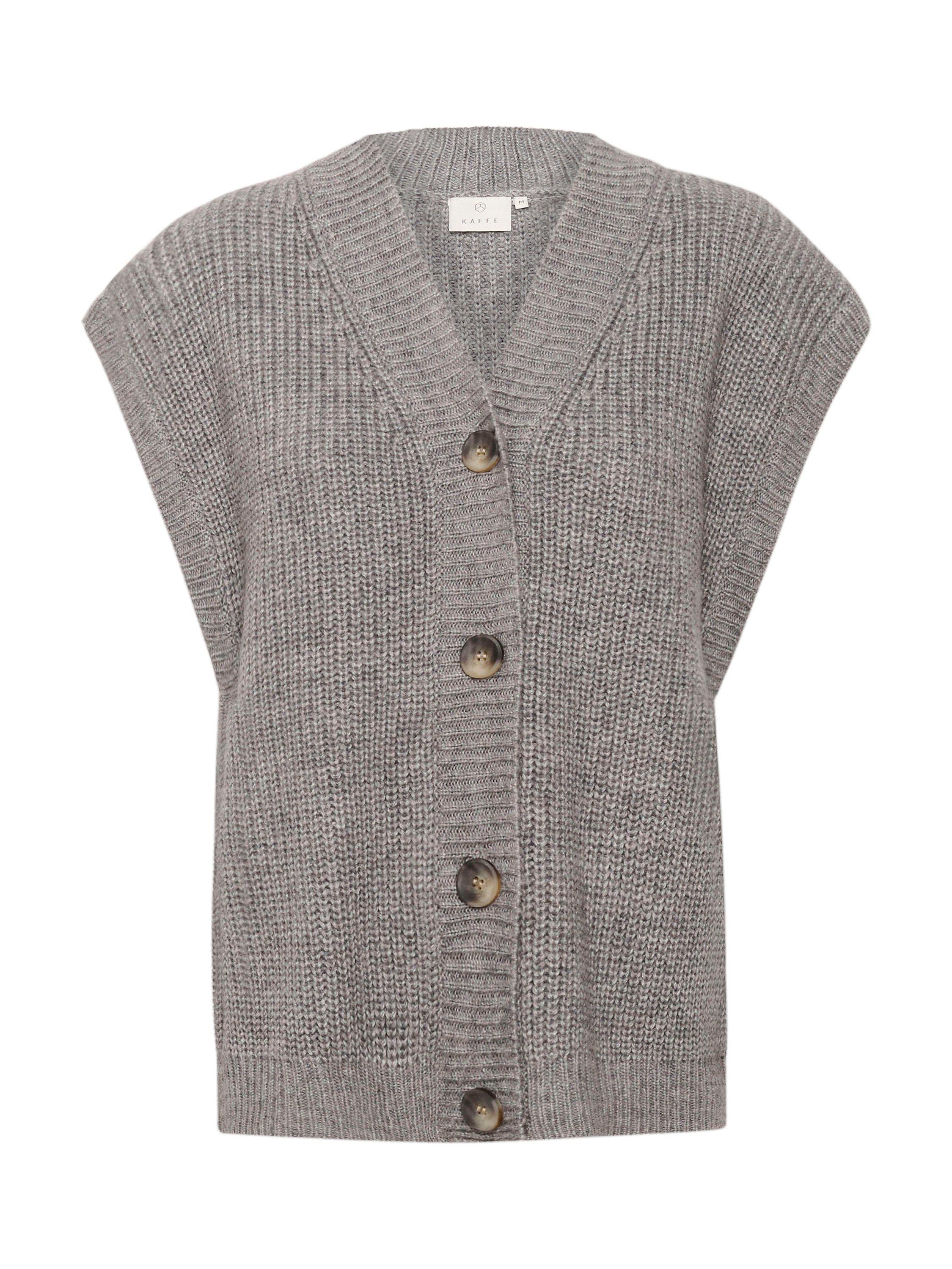 Product image 5 of 6, which shows KAFFE Nellia Sleeveless Wool Blend Cardigan, Grey, XS