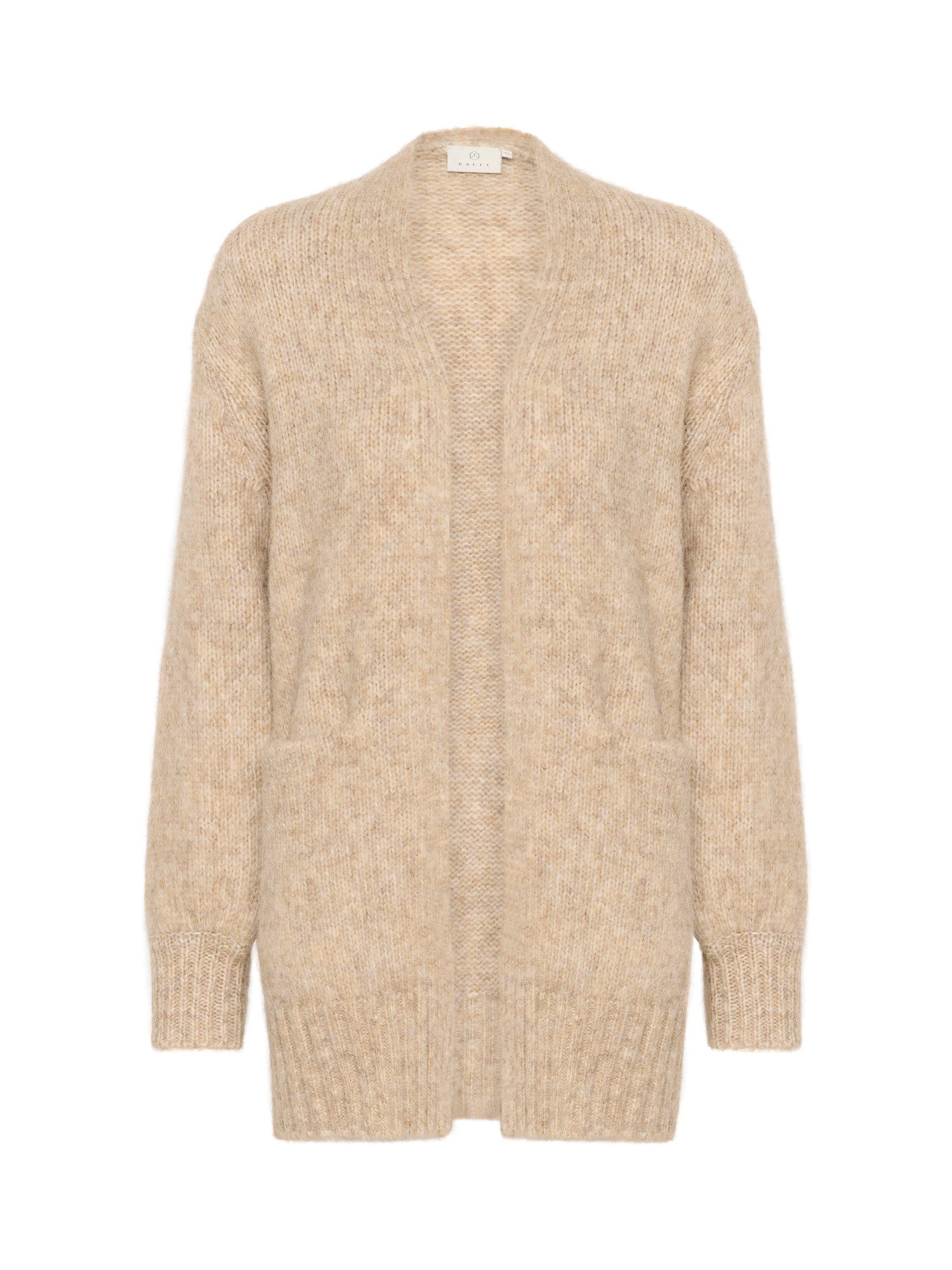Product image 1 of 2, which shows KAFFE Trina Open Neck Cardigan, Feather Gray Melange, S