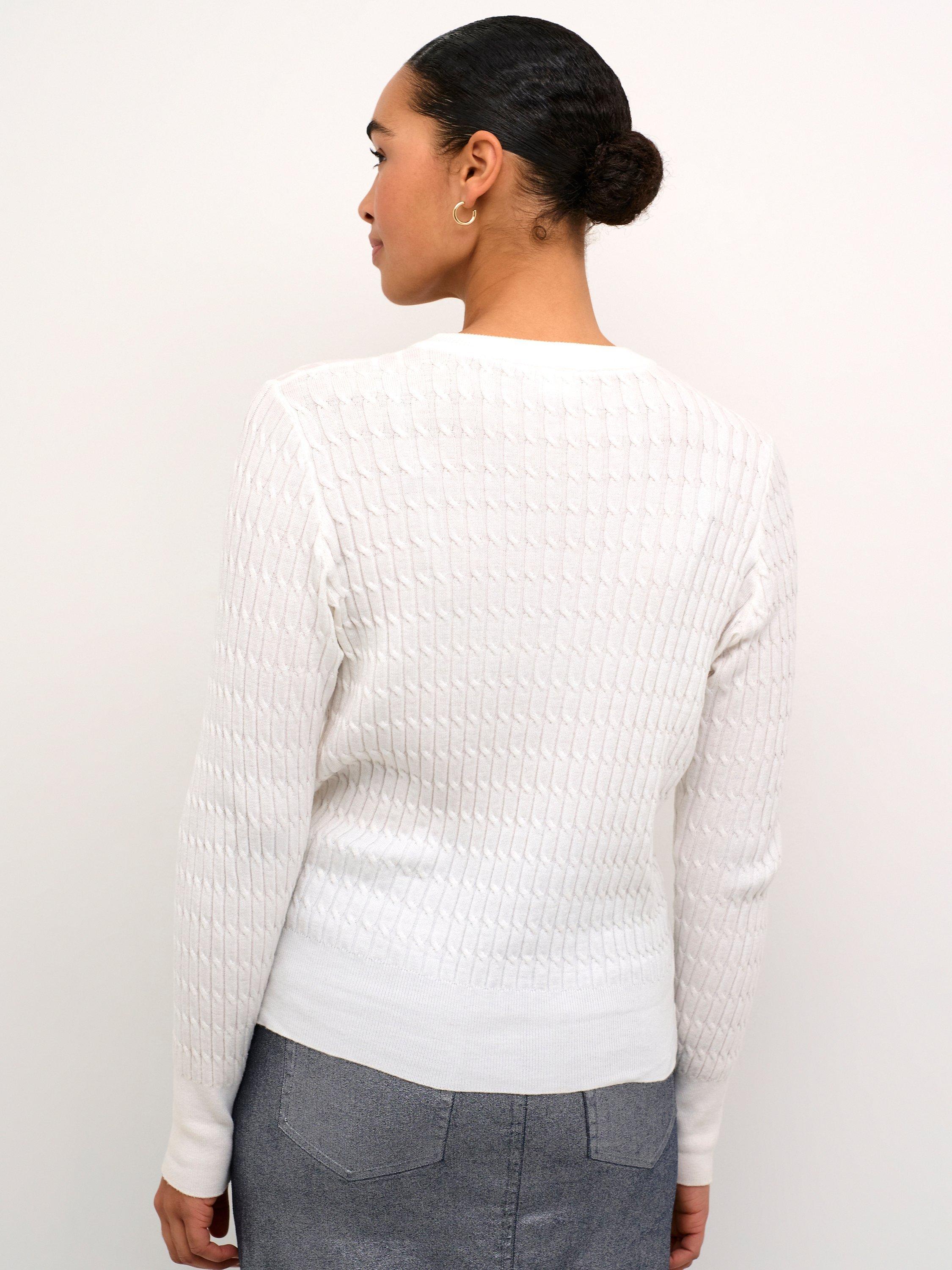 Product image 2 of 6, which shows KAFFE Silla Cable Knit Jumper, Chalk, XS