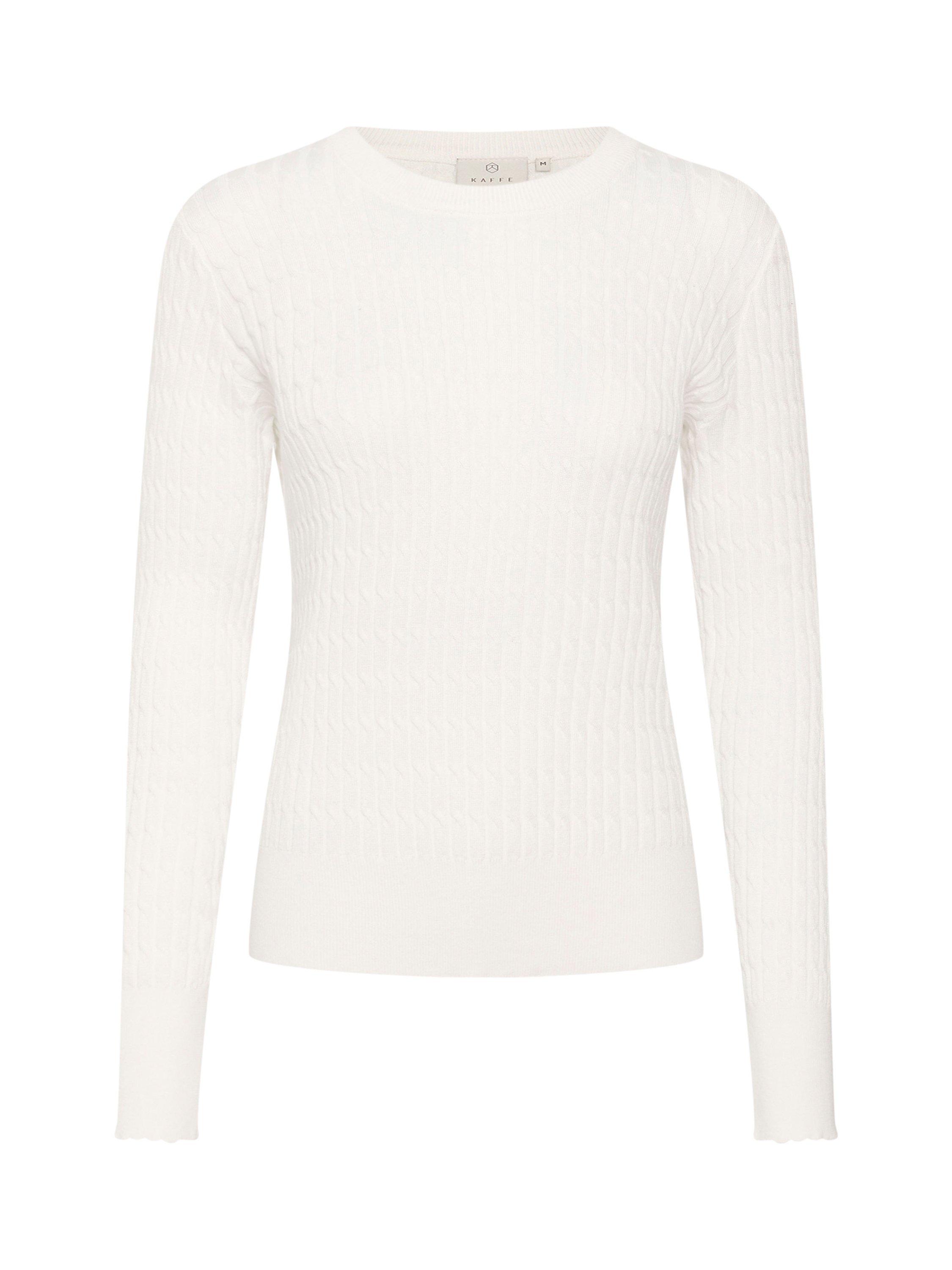 Product image 5 of 6, which shows KAFFE Silla Cable Knit Jumper, Chalk, XS