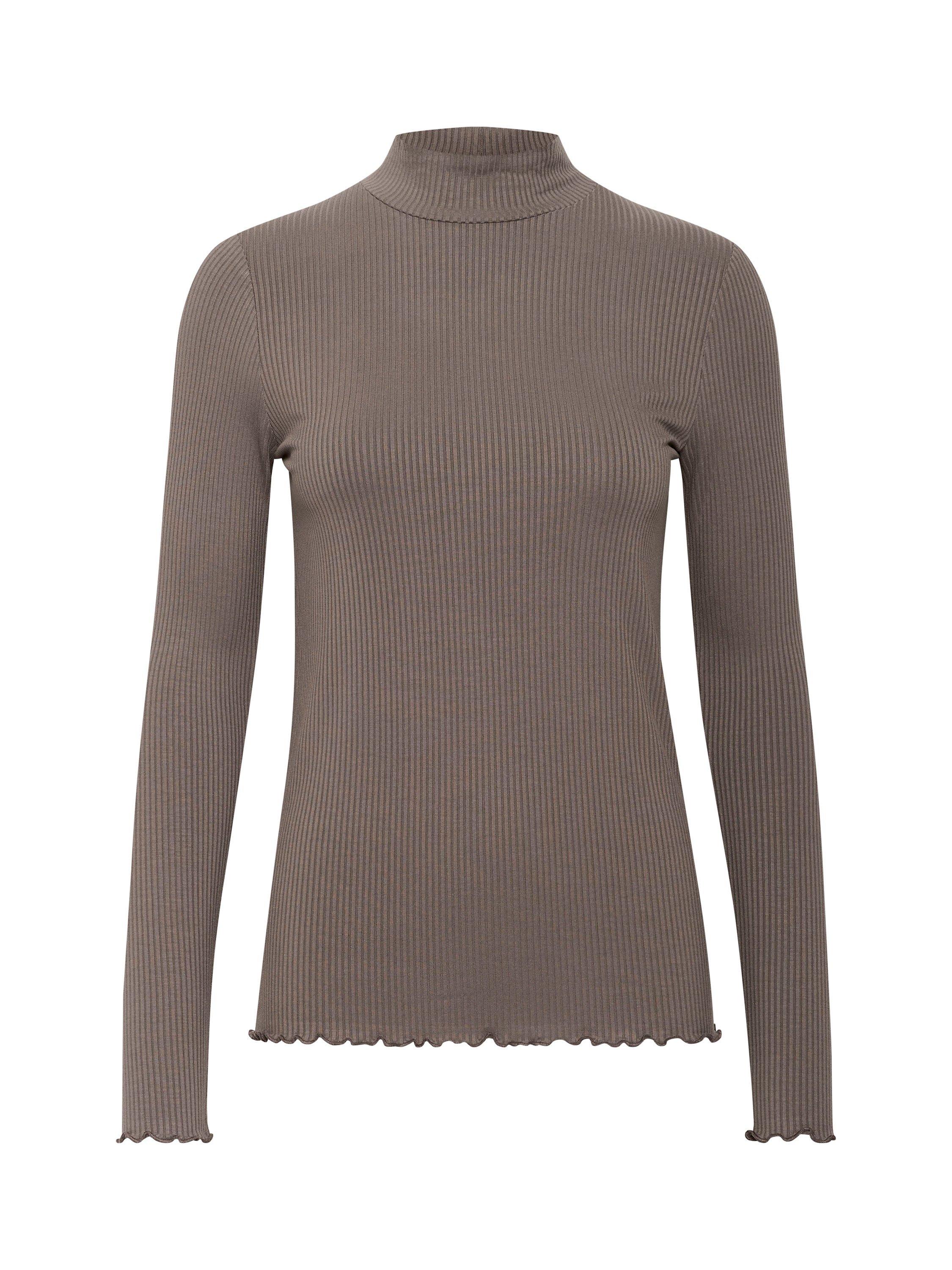 Product image 5 of 6, which shows KAFFE Drew Turtleneck Long Sleeve T-Shirt, Major Brown, XS