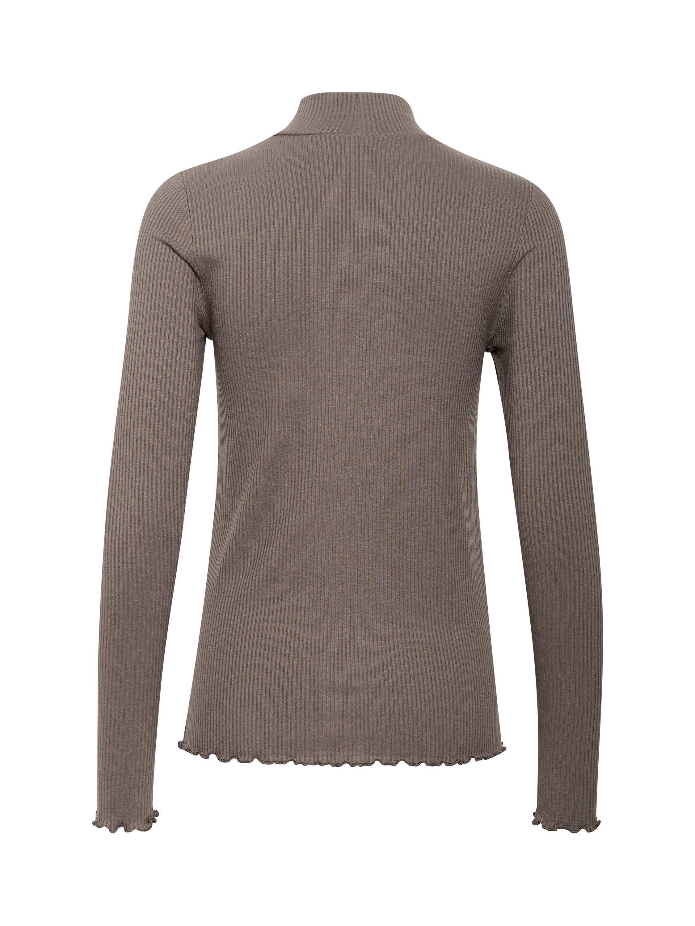 Product image 6 of 6, which shows KAFFE Drew Turtleneck Long Sleeve T-Shirt, Major Brown, XS