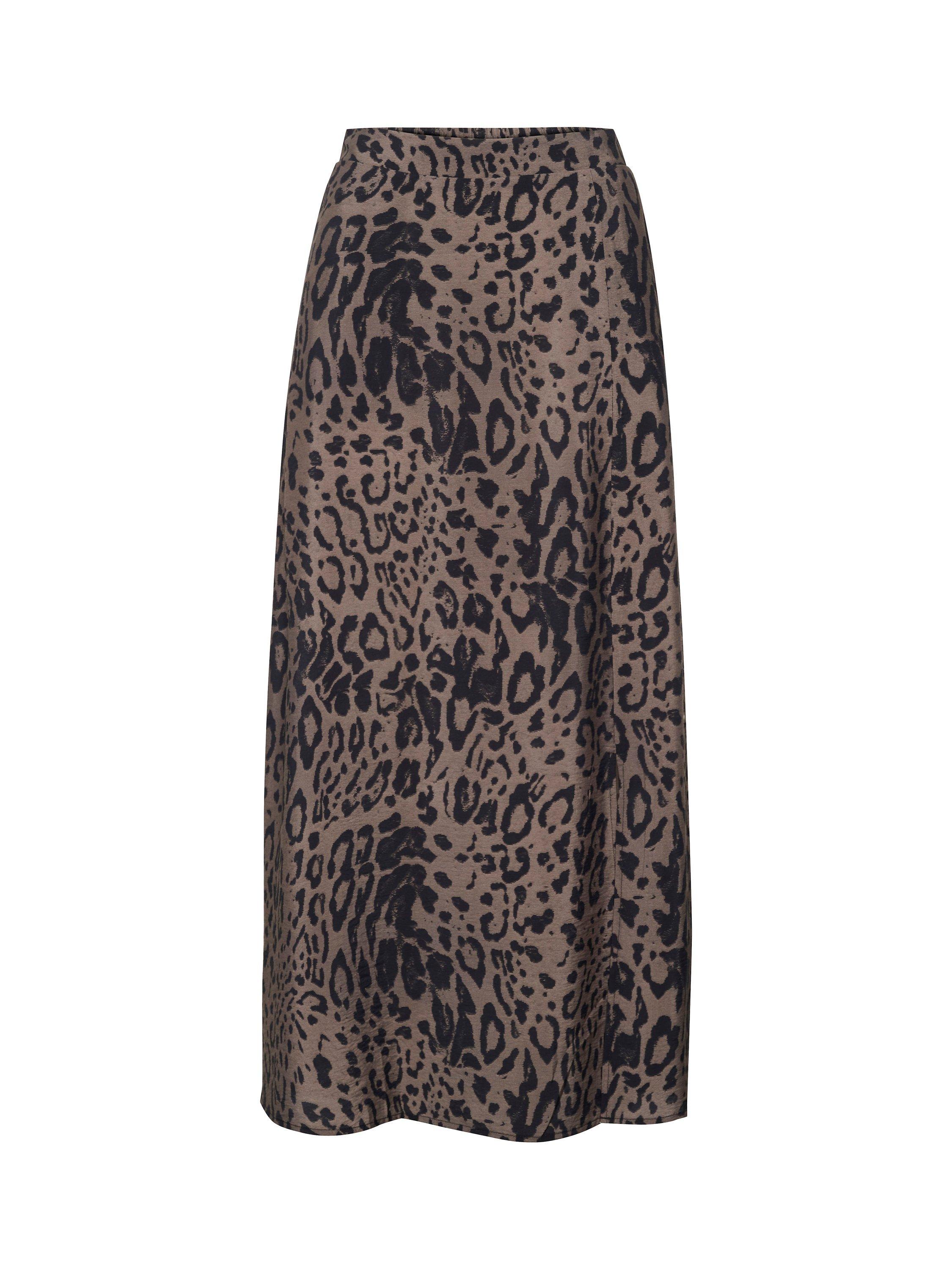 Product image 5 of 6, which shows KAFFE Jemma Animal Print Skirt, Brown/Black, 8