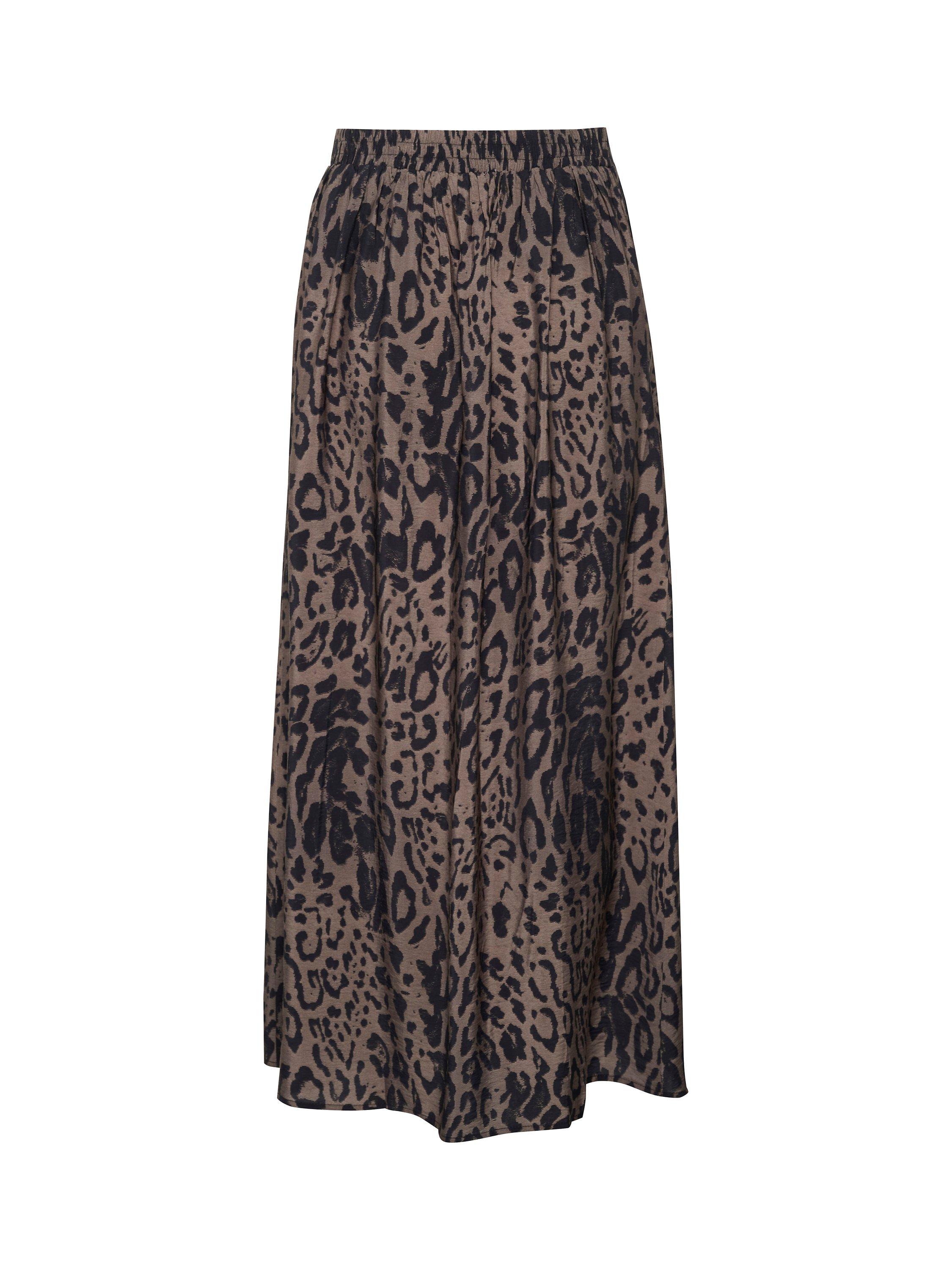 Product image 6 of 6, which shows KAFFE Jemma Animal Print Skirt, Brown/Black, 8