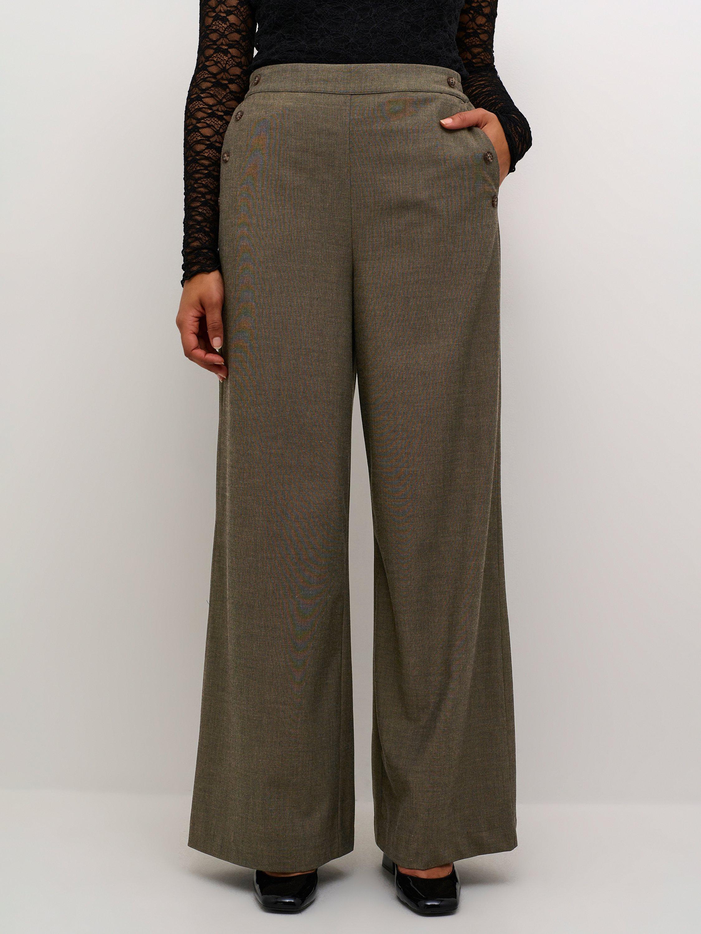 KAFFE Gigi Wide Leg Trousers, Major Brown Melange