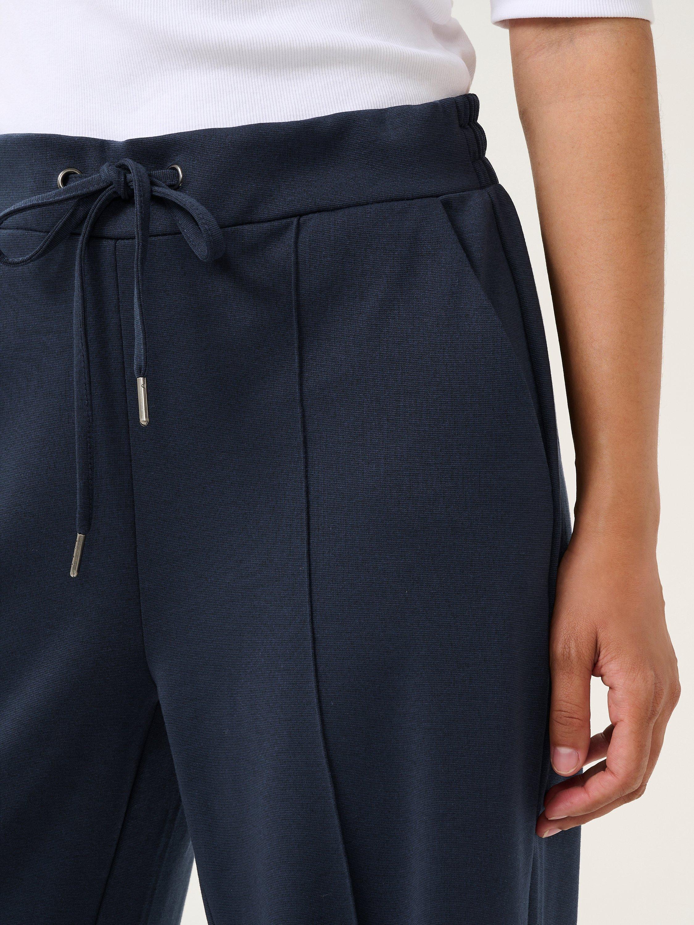 Product image 4 of 6, which shows KAFFE Jenny Wide Leg Tie Waist Trousers, Midnight Marine, XS