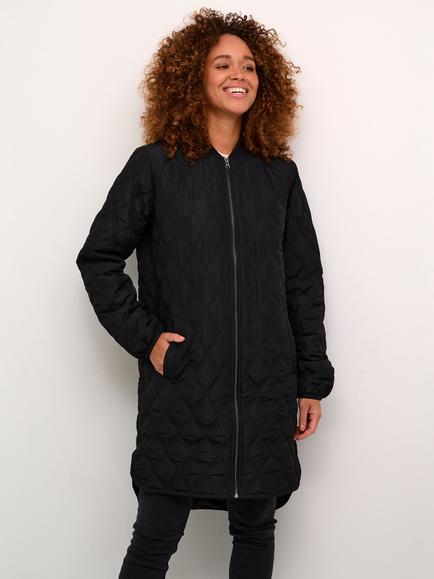 KAFFE Shalli Quilted Longline Coat, Deep Black, Deep Black