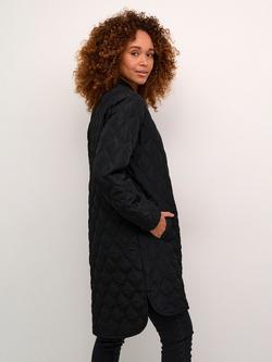 KAFFE Shalli Quilted Longline Coat, Deep Black - view 2, Deep Black