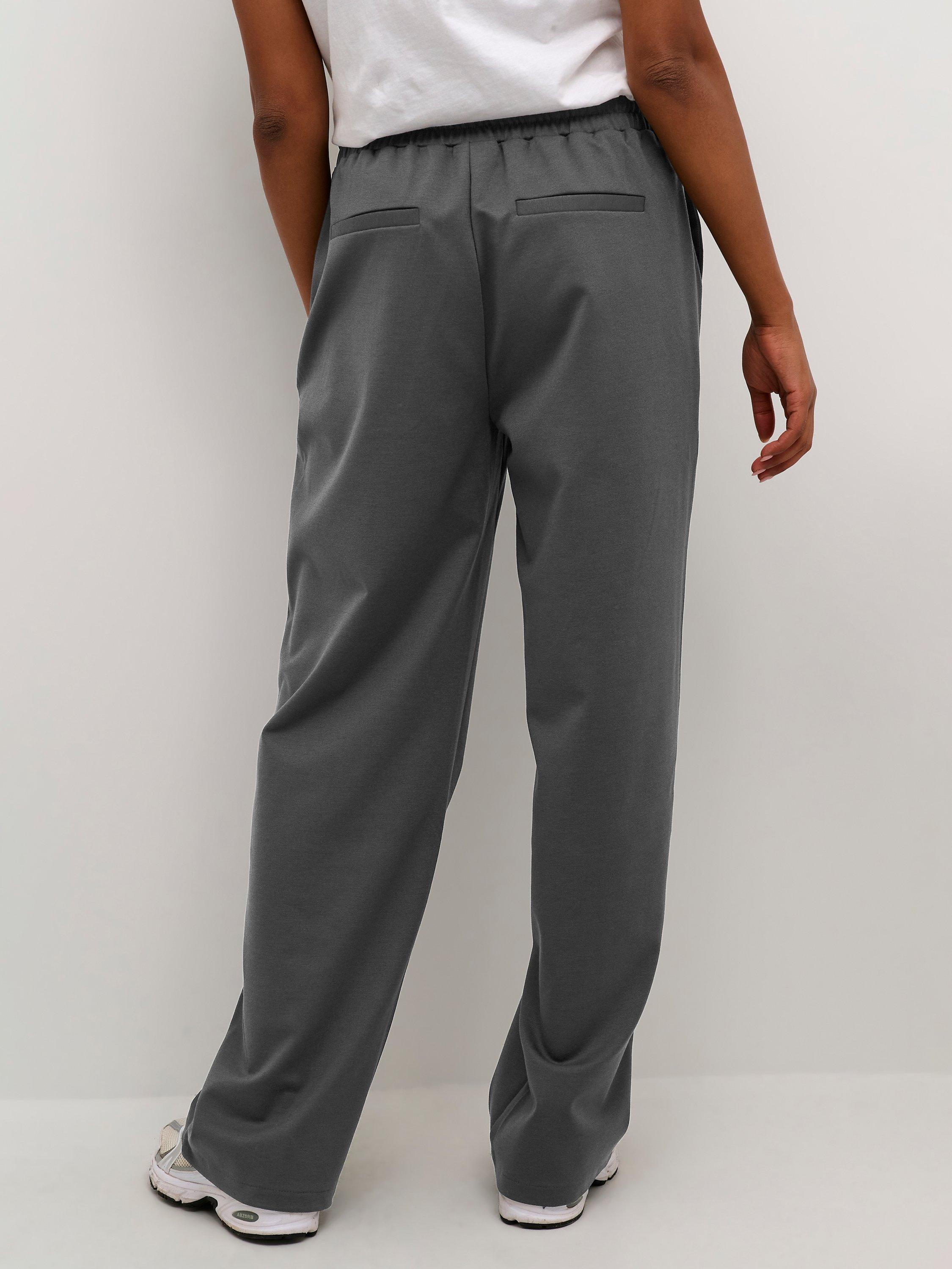 Product image 2 of 6, which shows KAFFE Jenny Wide Leg Tie Waist Trousers, Black Oyster, XS