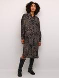 KAFFE Jemma Animal Print Shirt Dress, Brown/Black