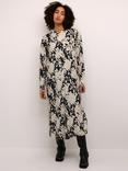 KAFFE Louise Abstract Print Shirt Dress, Black/Cream