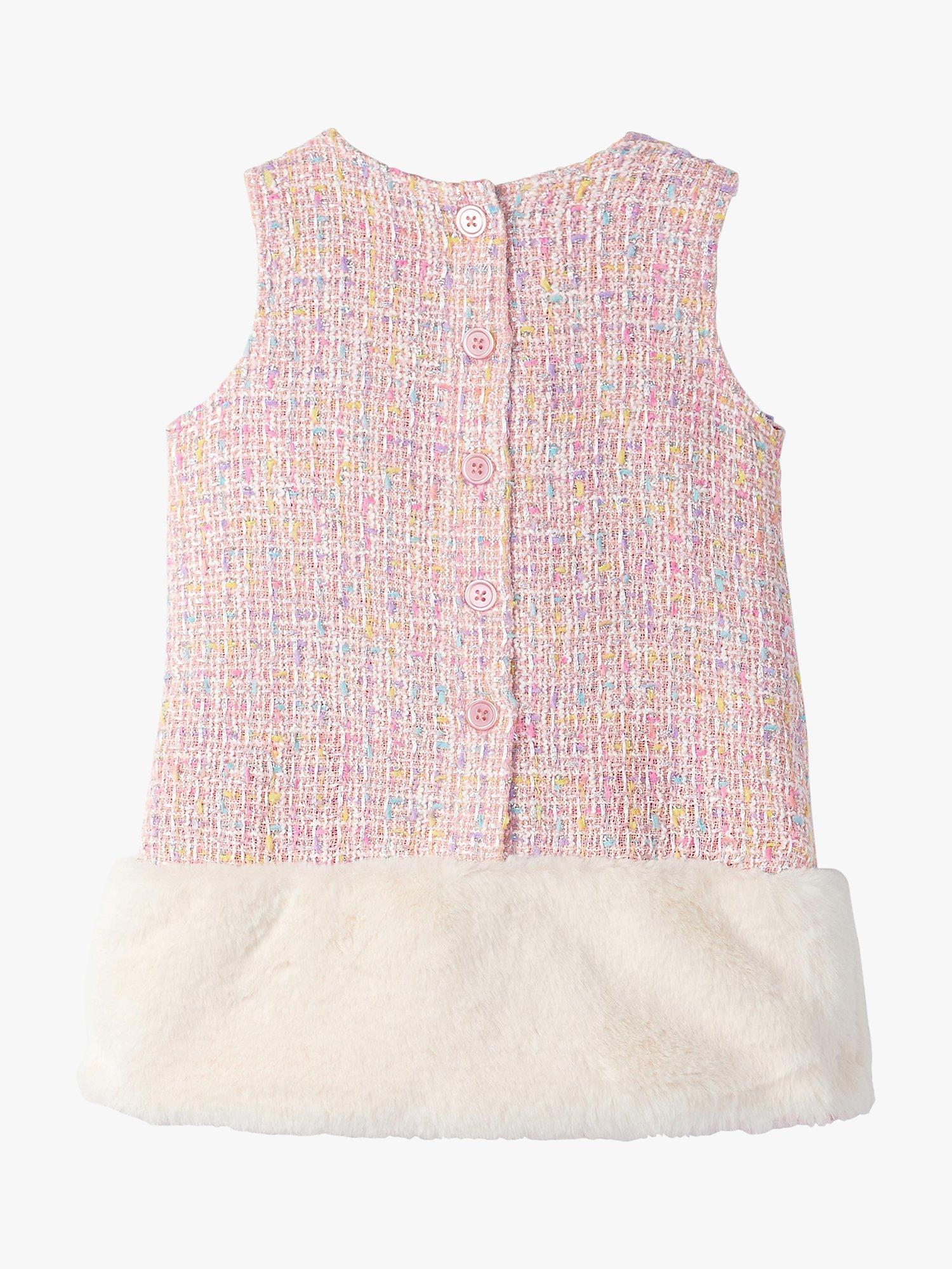 Product image 2 of 3, which shows Hatley Tweed Faux Fur Dress, Aurora Pink, 9-12 months