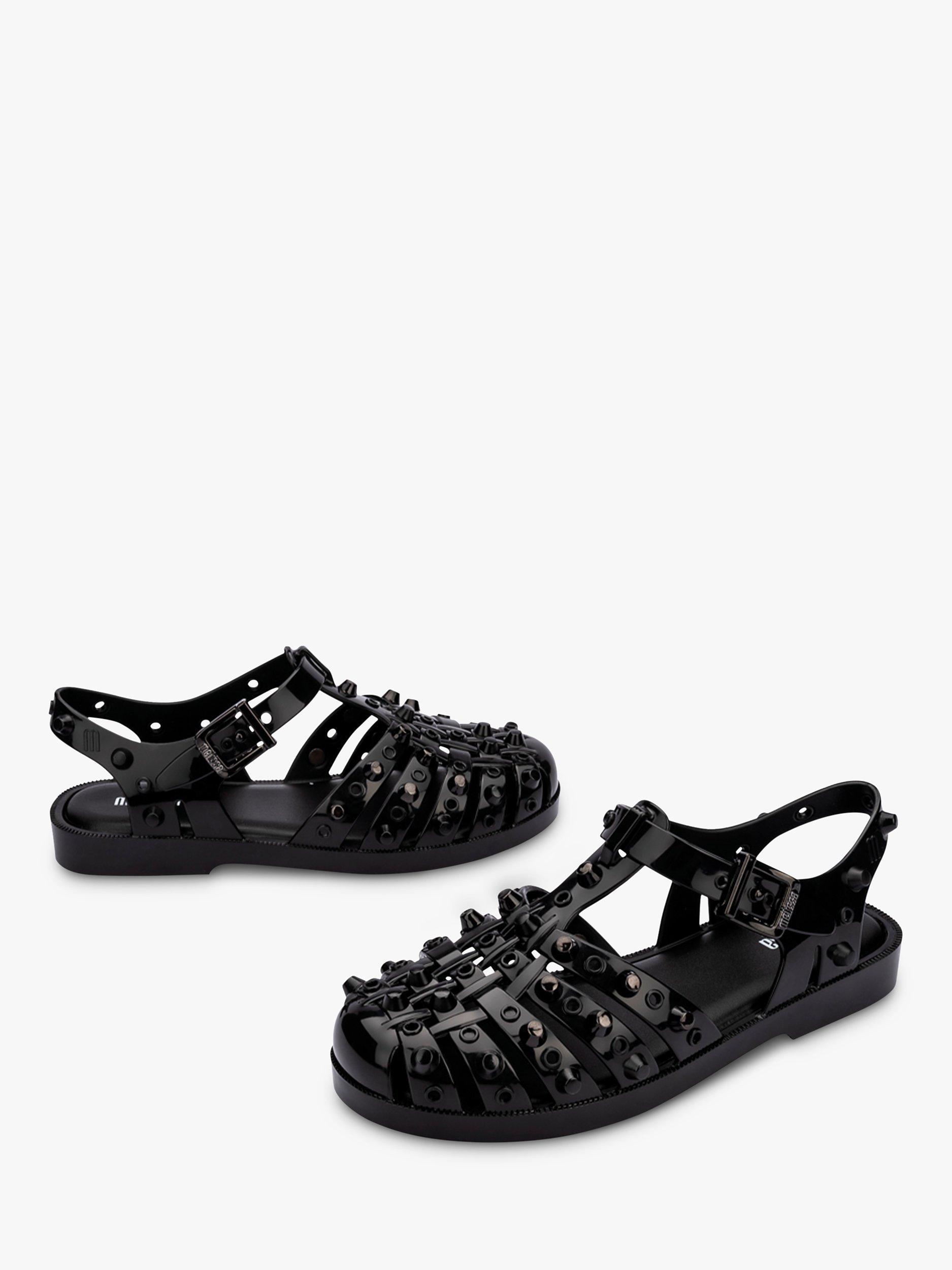 Product image 2 of 4, which shows Melissa Possession Studs Jelly Fisherman Sandals, Black, Black, 3