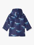 Hatley Kids' Dinosaur Print Raincoat, Patriot Blue