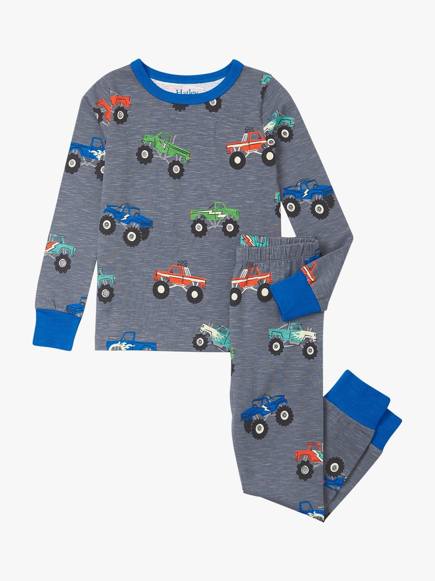 Hatley Kids Monster Truck Glow in the Dark Pyjama Set Folkstone Grey