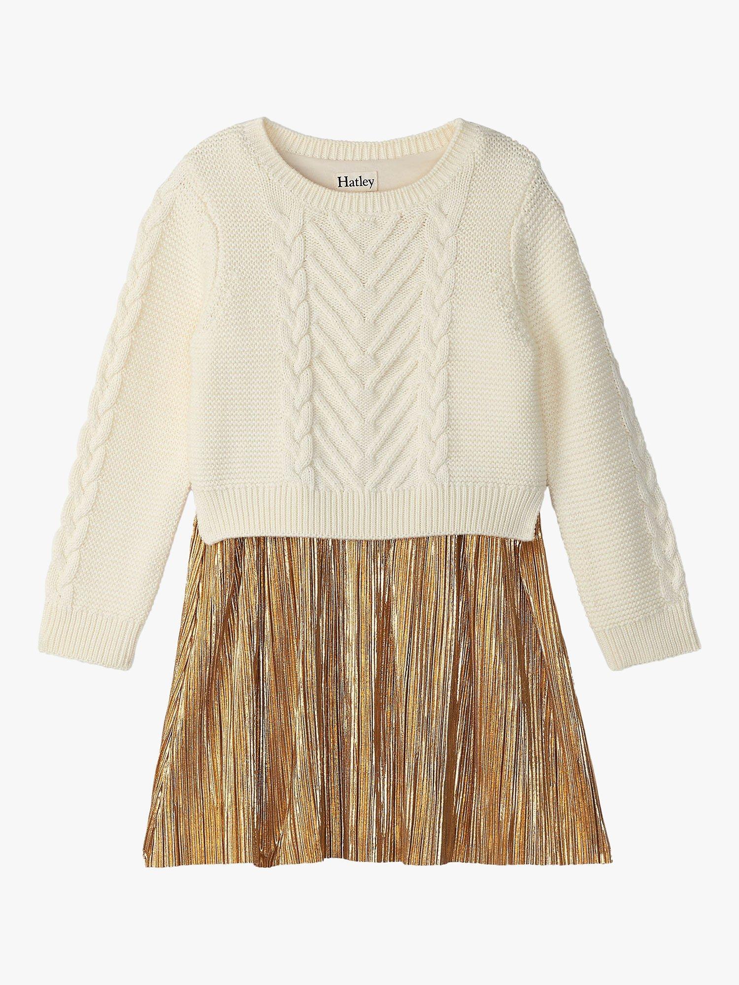 Hatley Kids Sweater Dress Cream Gold