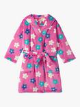 Hatley Kids' Flower Fleece Dressing Gown, Phlox Pink