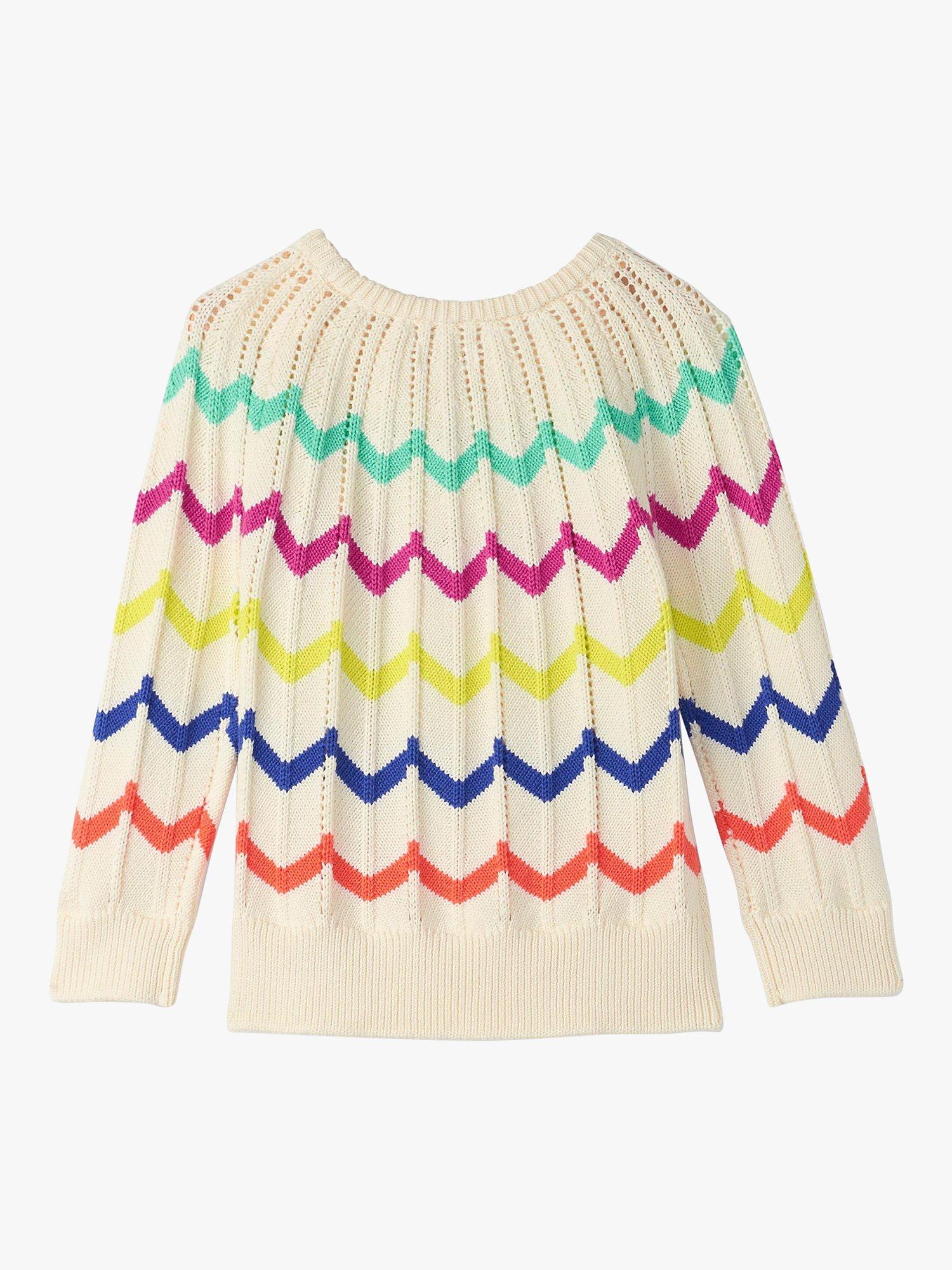 Product image 2 of 4, which shows Hatley Kids' Rainbow Chevron Raglan Jumper, Cami Lace, 2 years