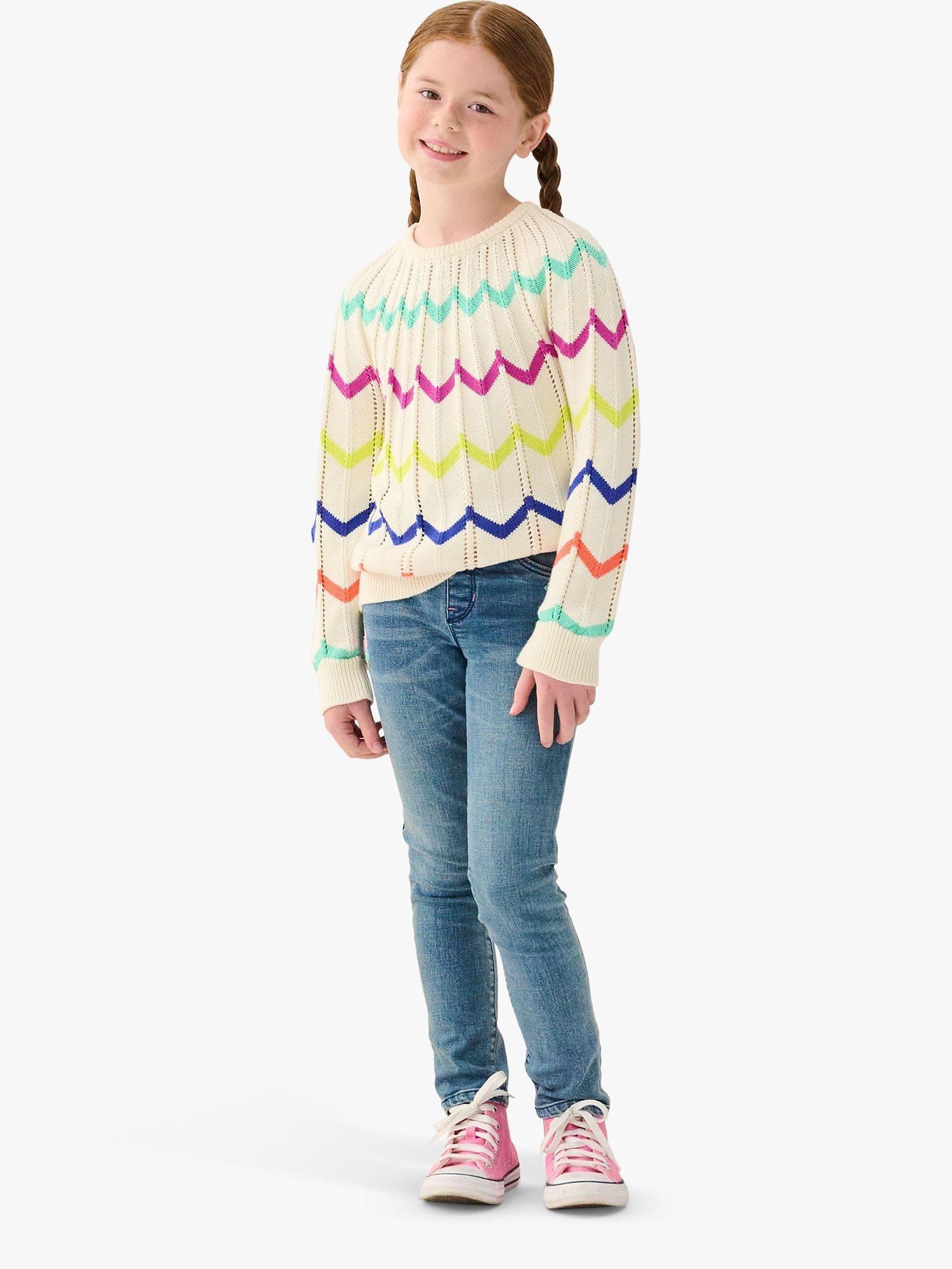 Product image 3 of 4, which shows Hatley Kids' Rainbow Chevron Raglan Jumper, Cami Lace, 2 years