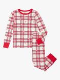 Hatley Kids' Hearts Plaid Pyjama Set, Pink/Multi