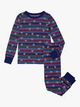 Hatley Kids' Stripes & Heart Print Organic Cotton Blend Pyjamas, Rose Violet