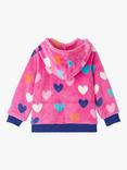 Hatley Kids' Heart Print Fuzzy Fleece Jacket, Rose Violet