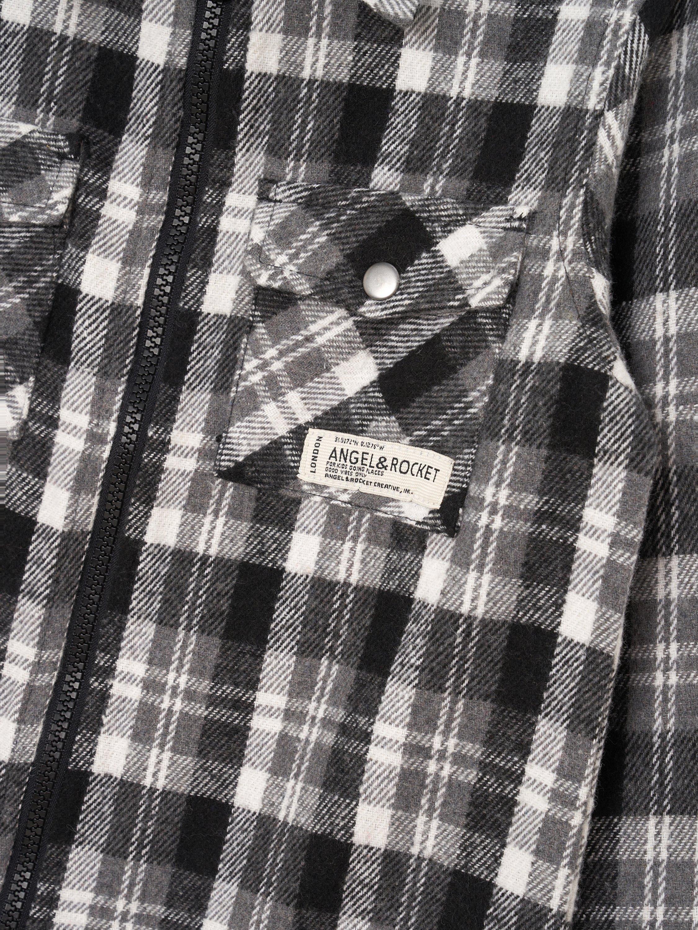 Product image 6 of 6, which shows Angel & Rocket Kids' Stone Brushed Checked Shirt, Stone, 4 years
