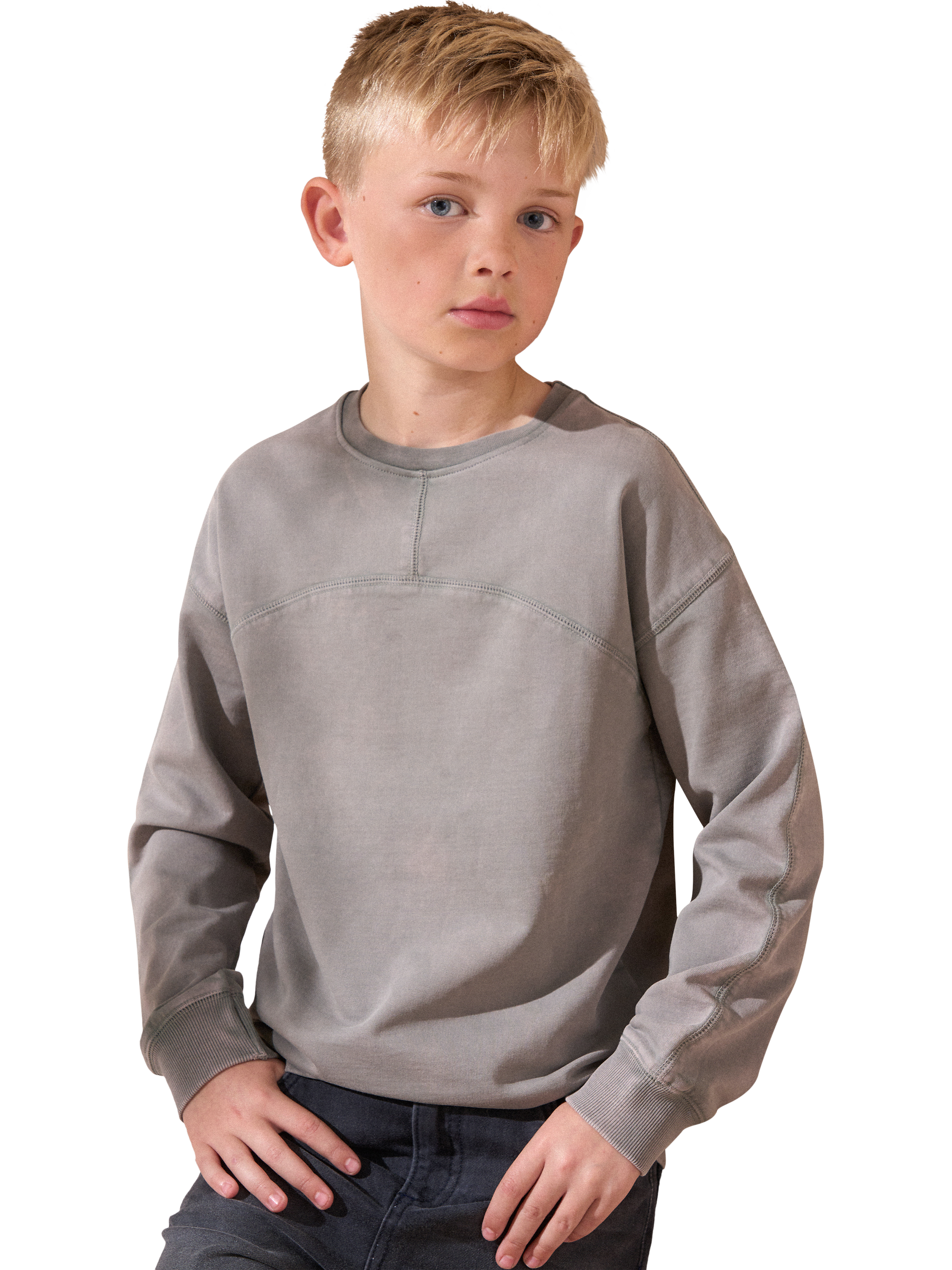 Product image 1 of 5, which shows Angel & Rocket Kids' Long Sleeve Tee, Taupe, 5-6 years