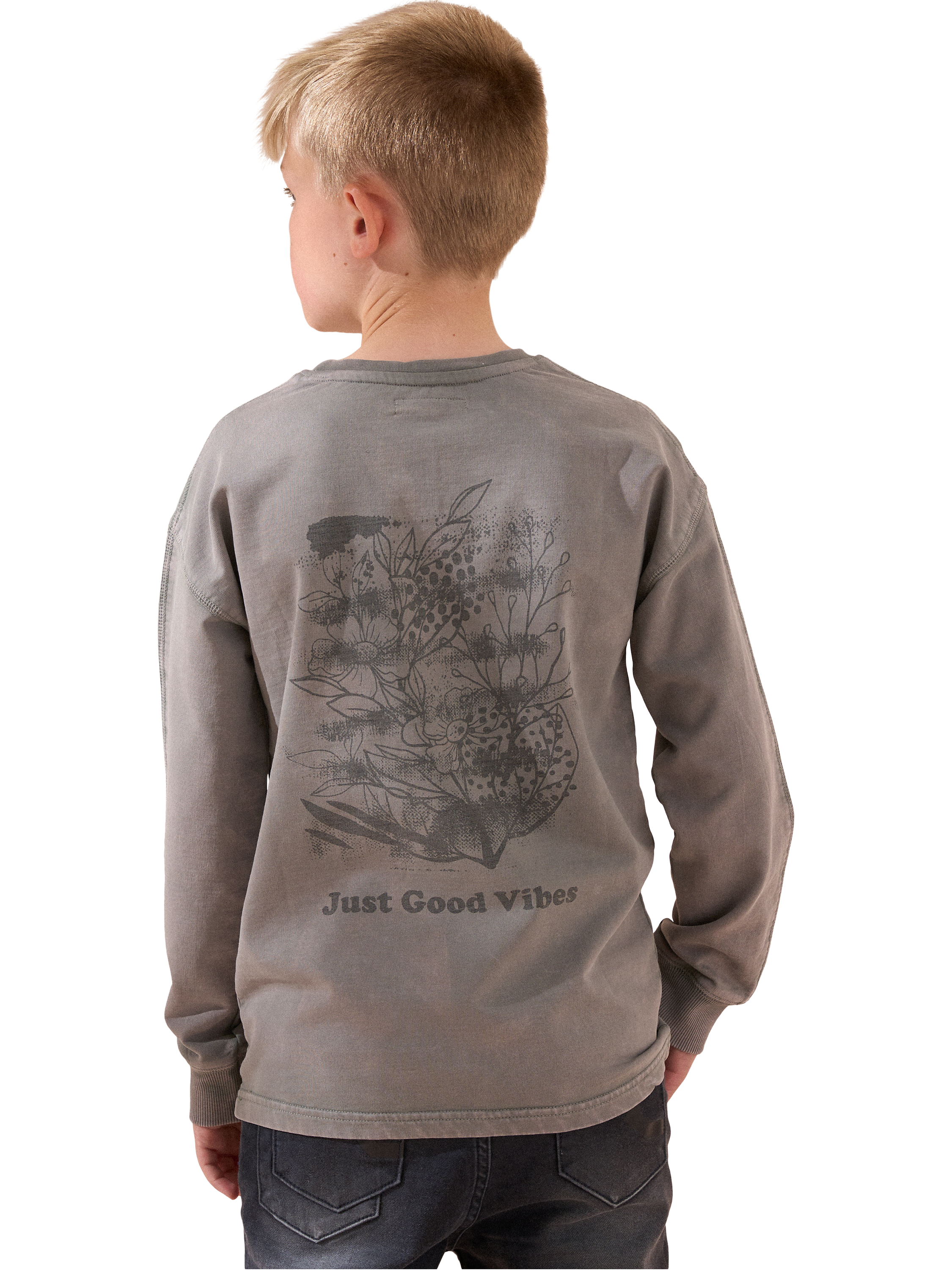 Product image 2 of 5, which shows Angel & Rocket Kids' Long Sleeve Tee, Taupe, 5-6 years