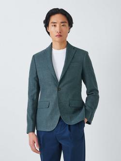 John Lewis Caston Single Breasted Regular Fit Textured Linen Blend Blazer, Teal