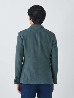John Lewis Caston Single Breasted Regular Fit Textured Linen Blend Blazer - view 2, Teal