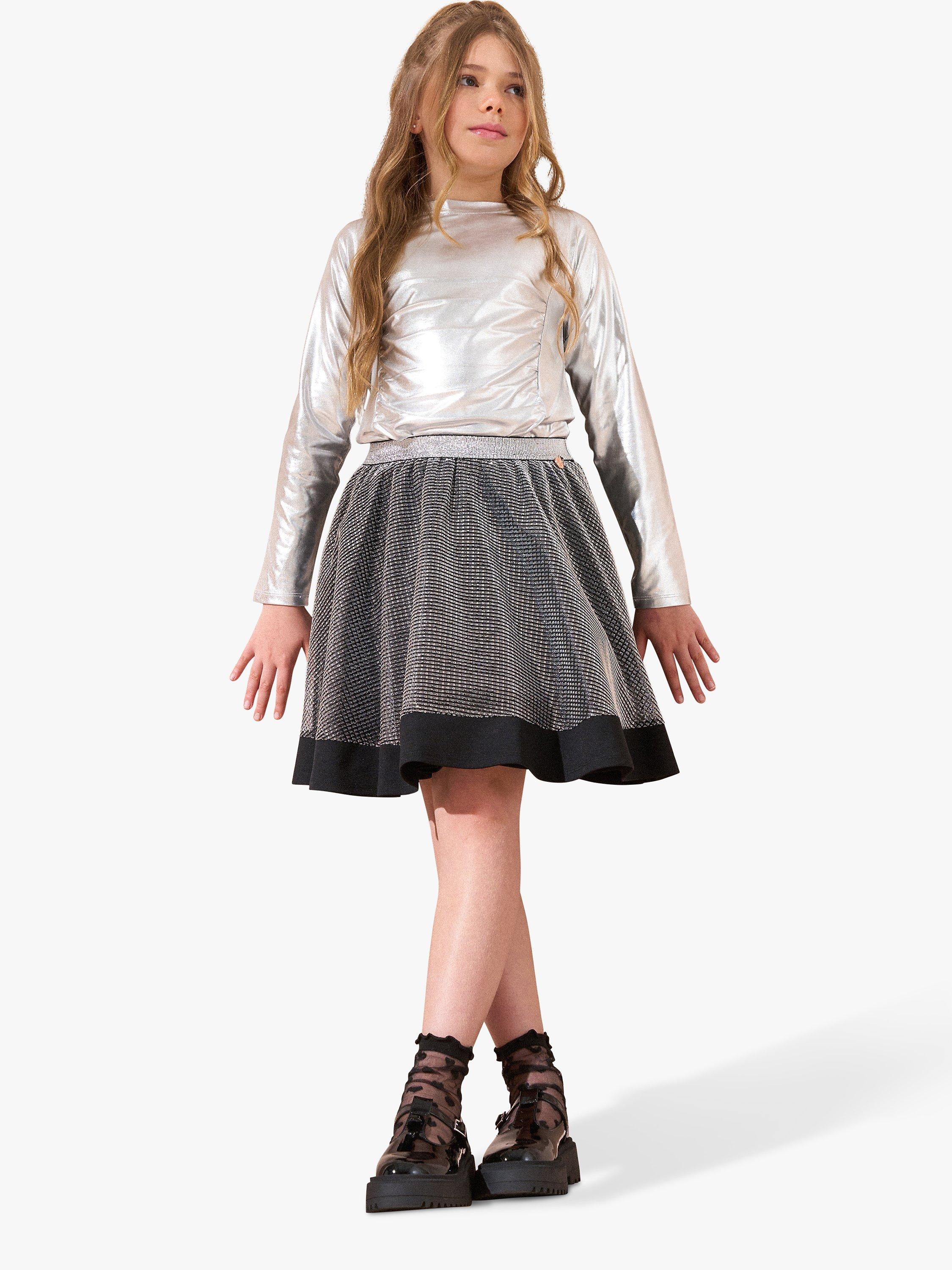 Product image 3 of 6, which shows Angel & Rocket Kids' Metallic Jersey Top, Silver, 7-8 years