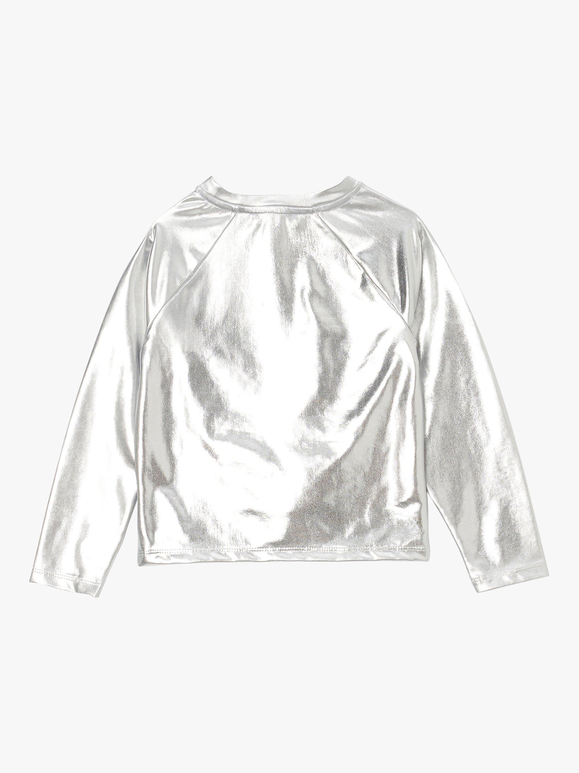 Widow Metallic Silver Foil Crop Hoodie hotsell