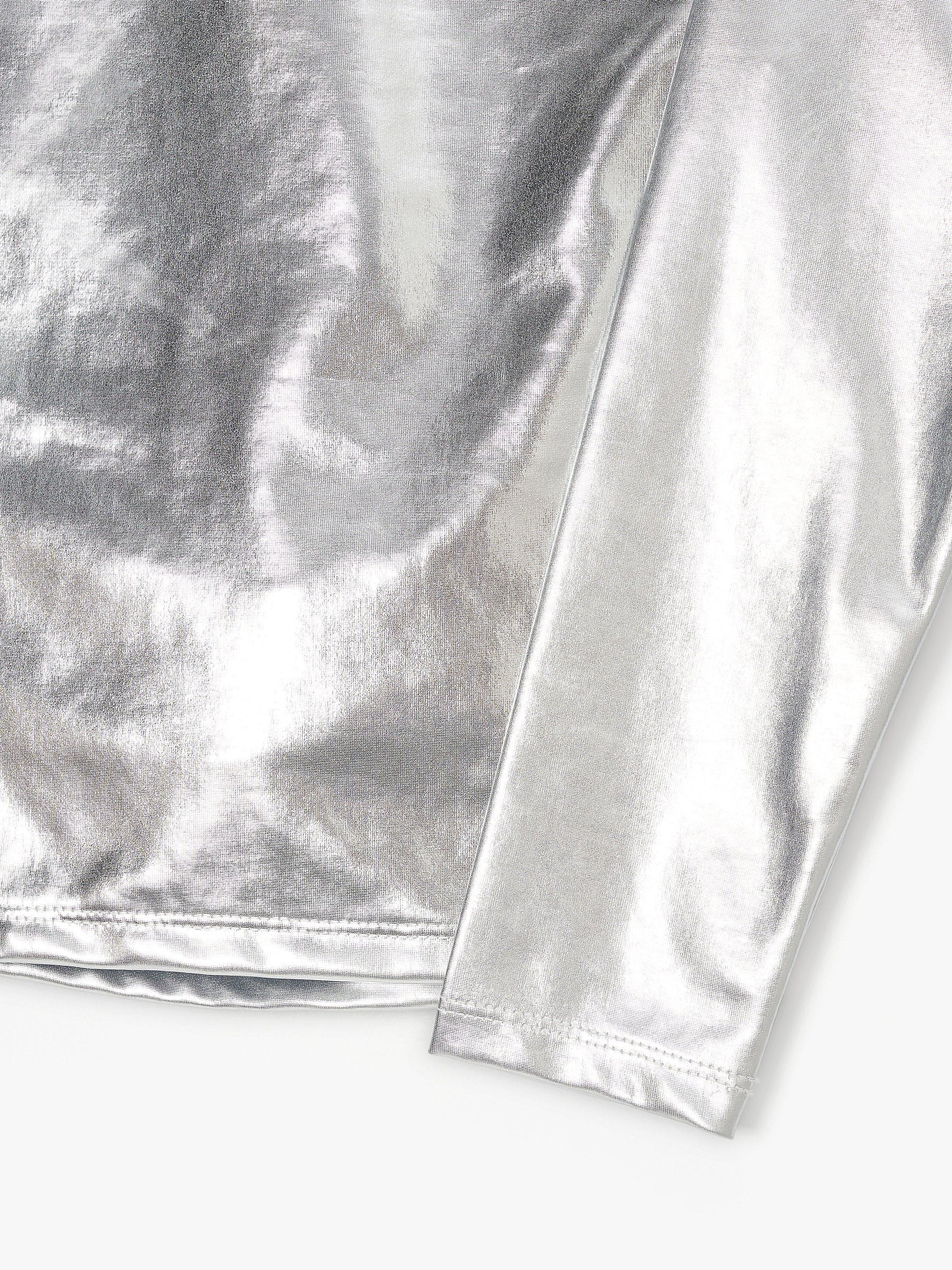 Product image 6 of 6, which shows Angel & Rocket Kids' Metallic Jersey Top, Silver, 7-8 years