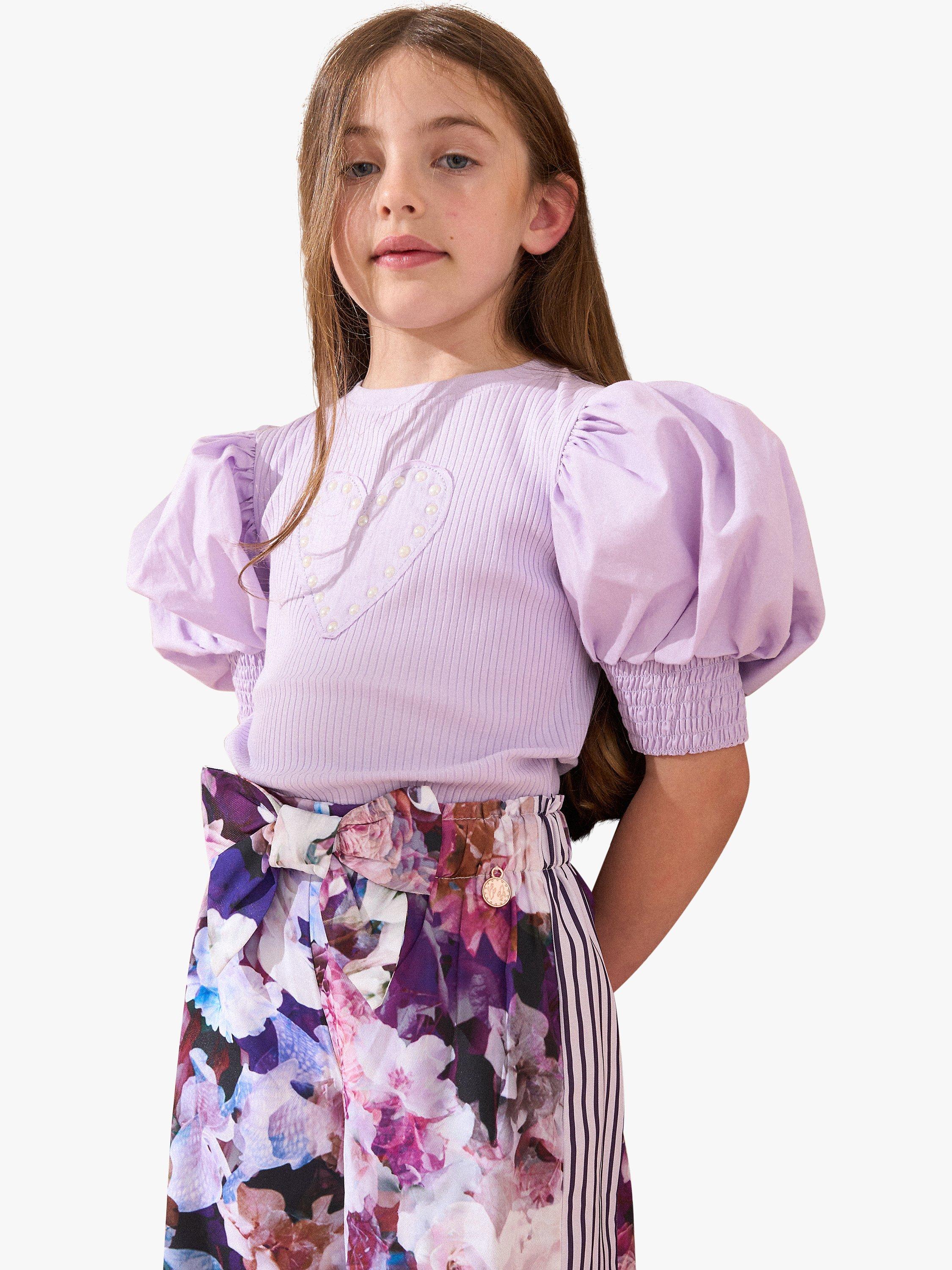 Product image 3 of 7, which shows Angel & Rocket Agatha Rib Heart Top, Purple, 3-4 years