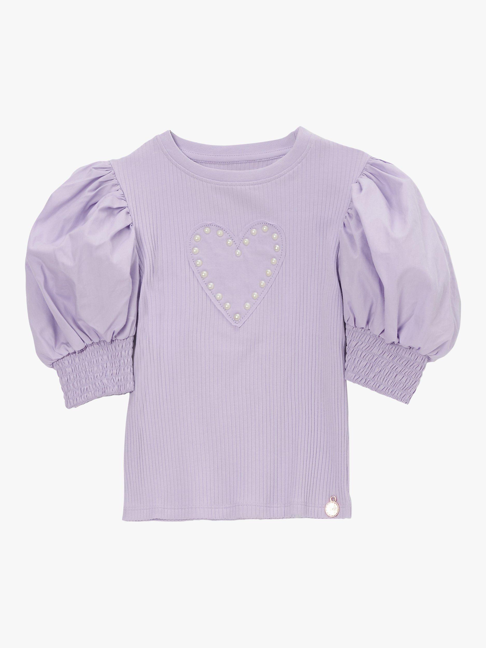 Product image 5 of 7, which shows Angel & Rocket Agatha Rib Heart Top, Purple, 3-4 years