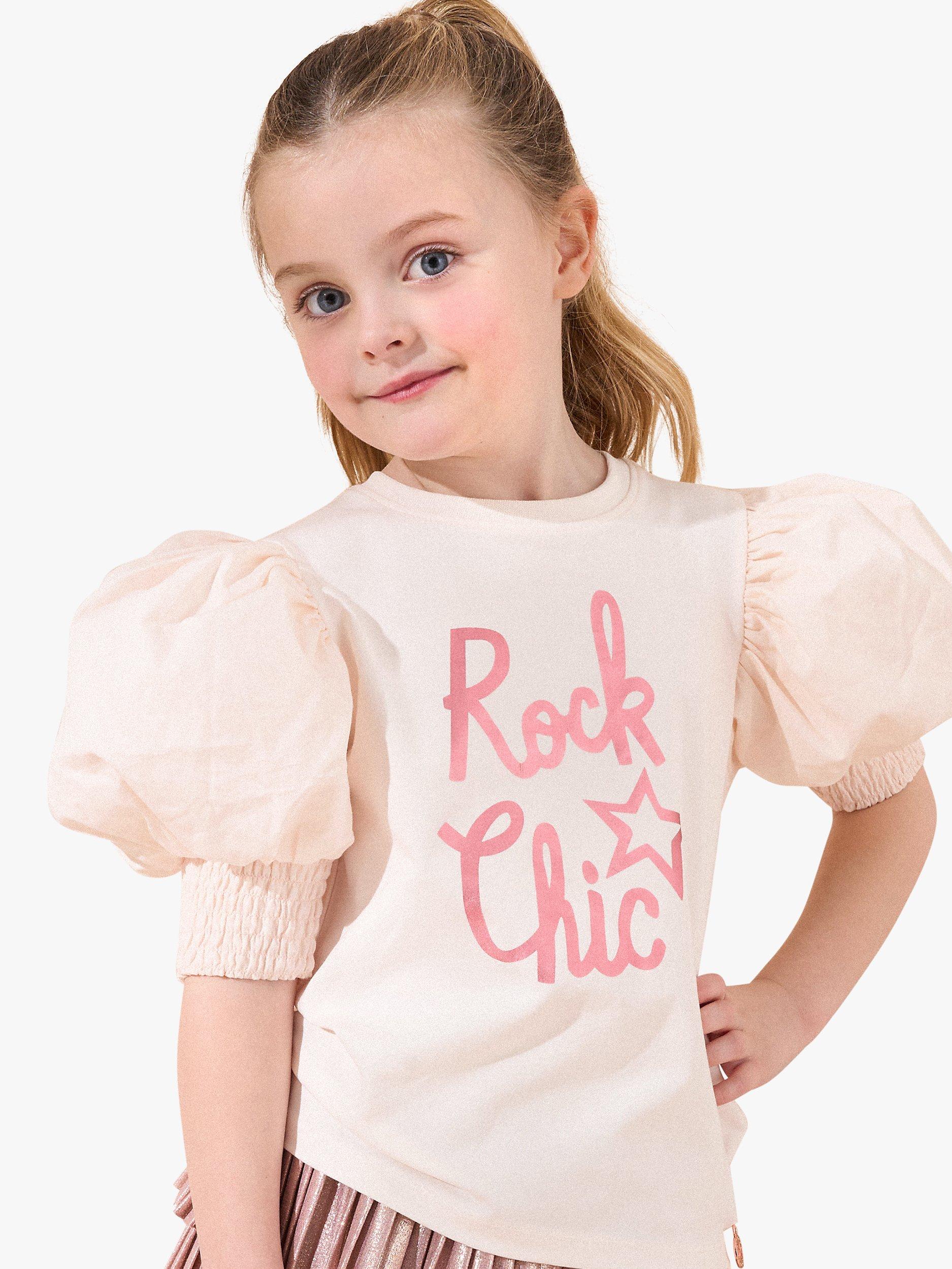 Product image 1 of 7, which shows Angel & Rocket Kids' Heidi Rock Chic T-Shirt, Blush, 3-4 years
