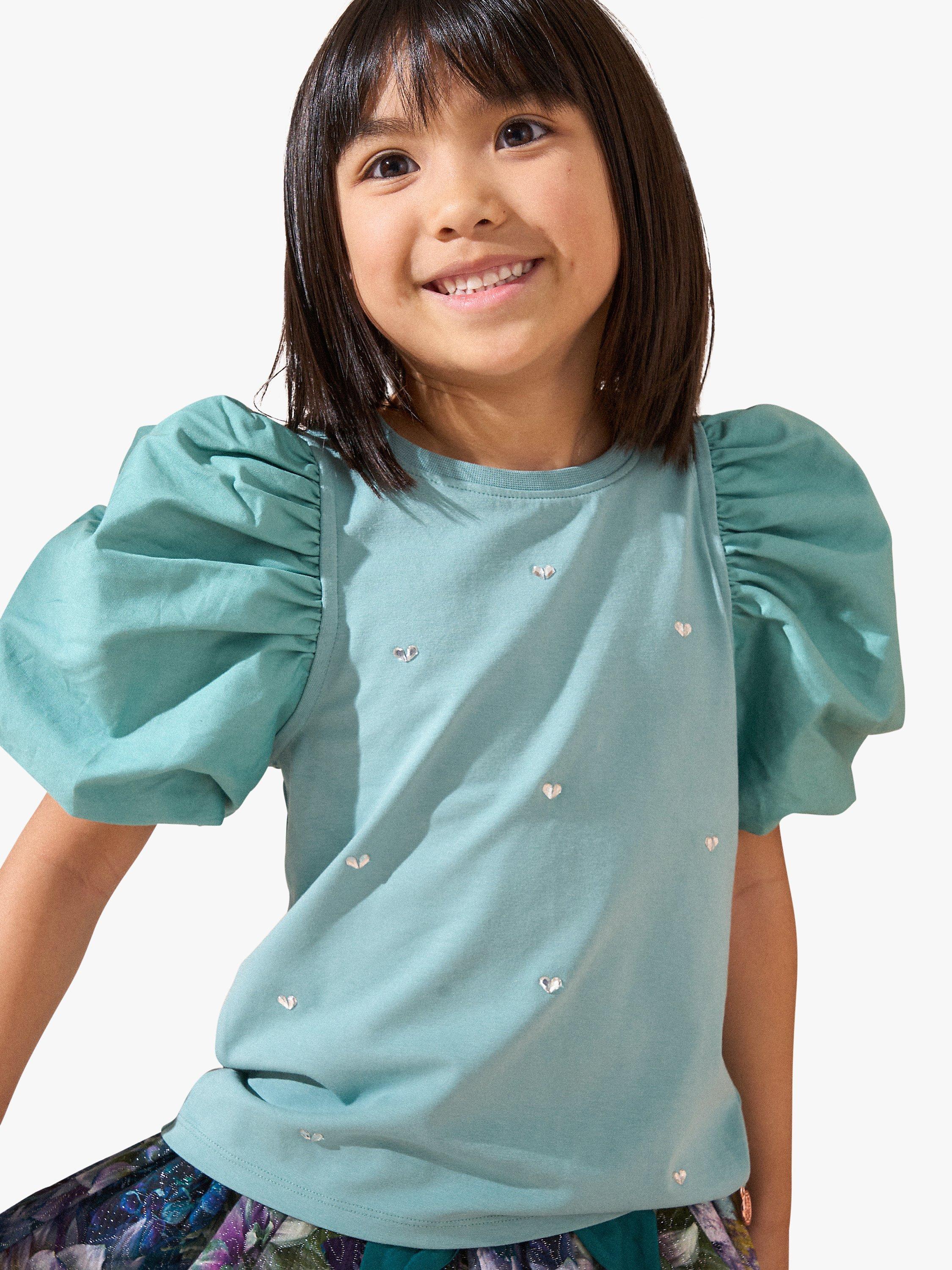 Product image 1 of 5, which shows Angel & Rocket Anya Diamante T-Shirt, Green, 3-4 years