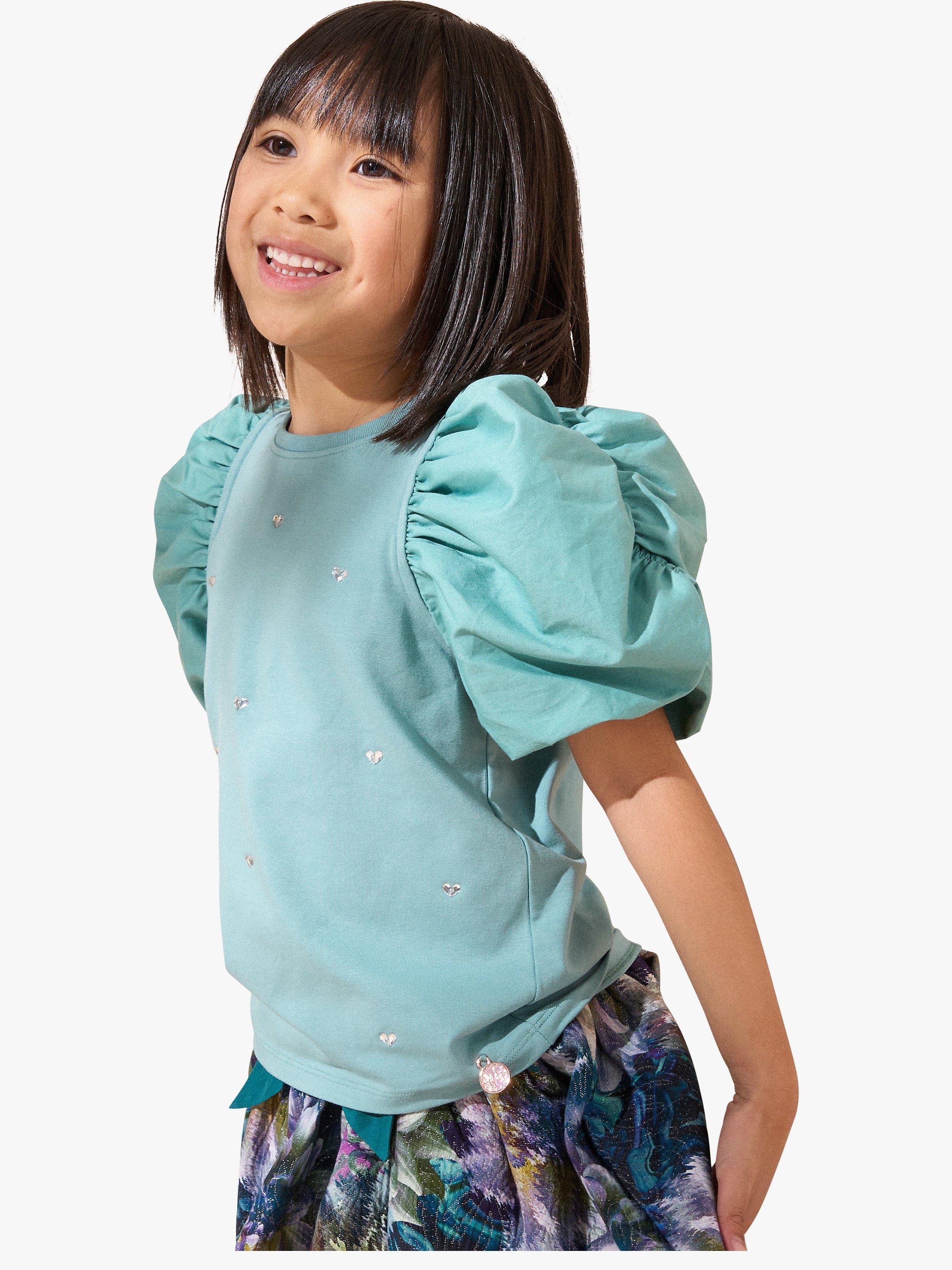 Product image 2 of 5, which shows Angel & Rocket Anya Diamante T-Shirt, Green, 3-4 years