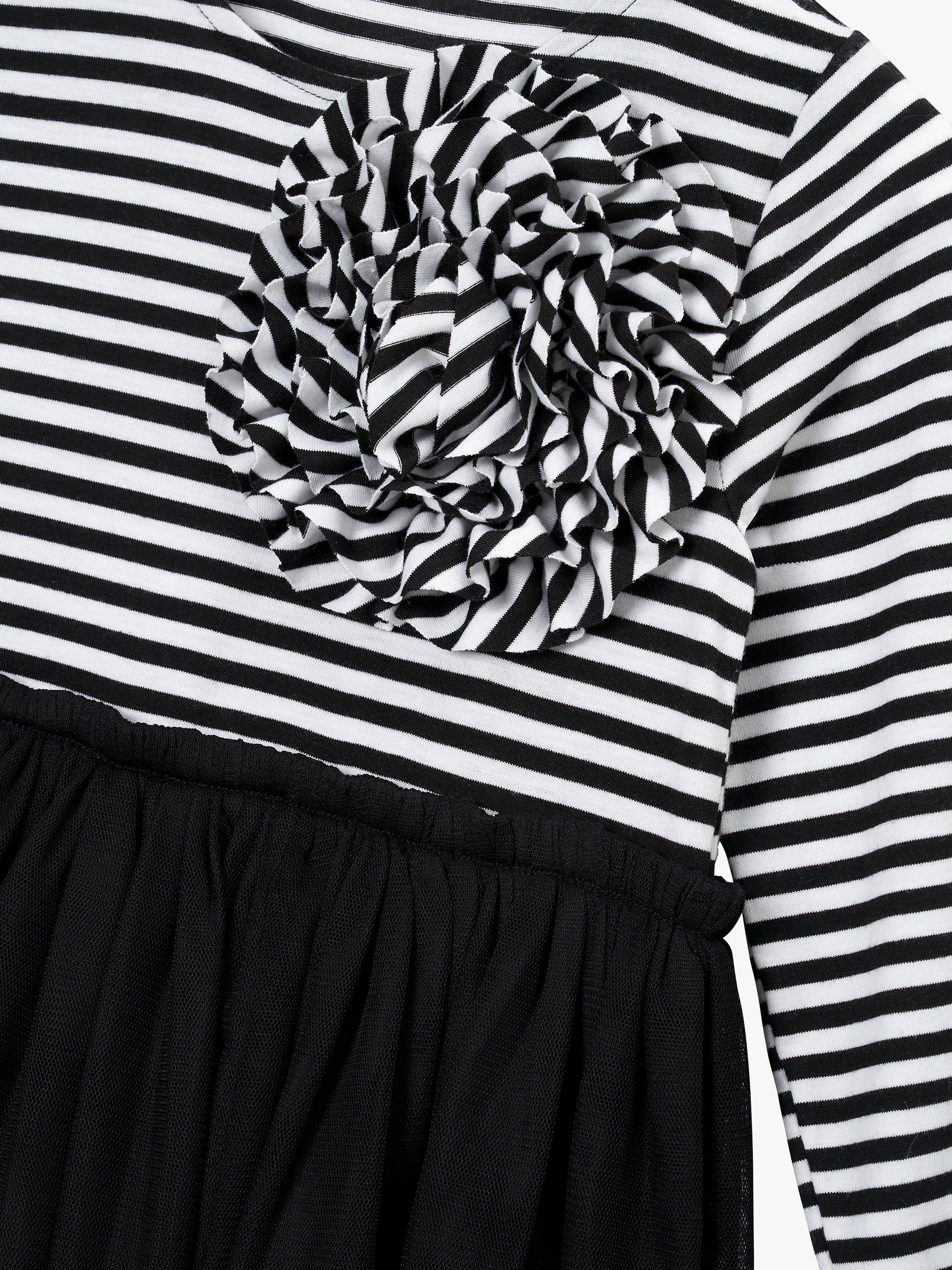 Product image 7 of 7, which shows Angel & Rocket Kids' Stripe & Mesh Midi Dress, Black, 11 years