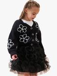 Angel & Rocket Kids' Flower Cardigan, Black