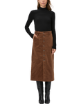 PAIGE Meadow Corduroy Midi Skirt, Maple Brown