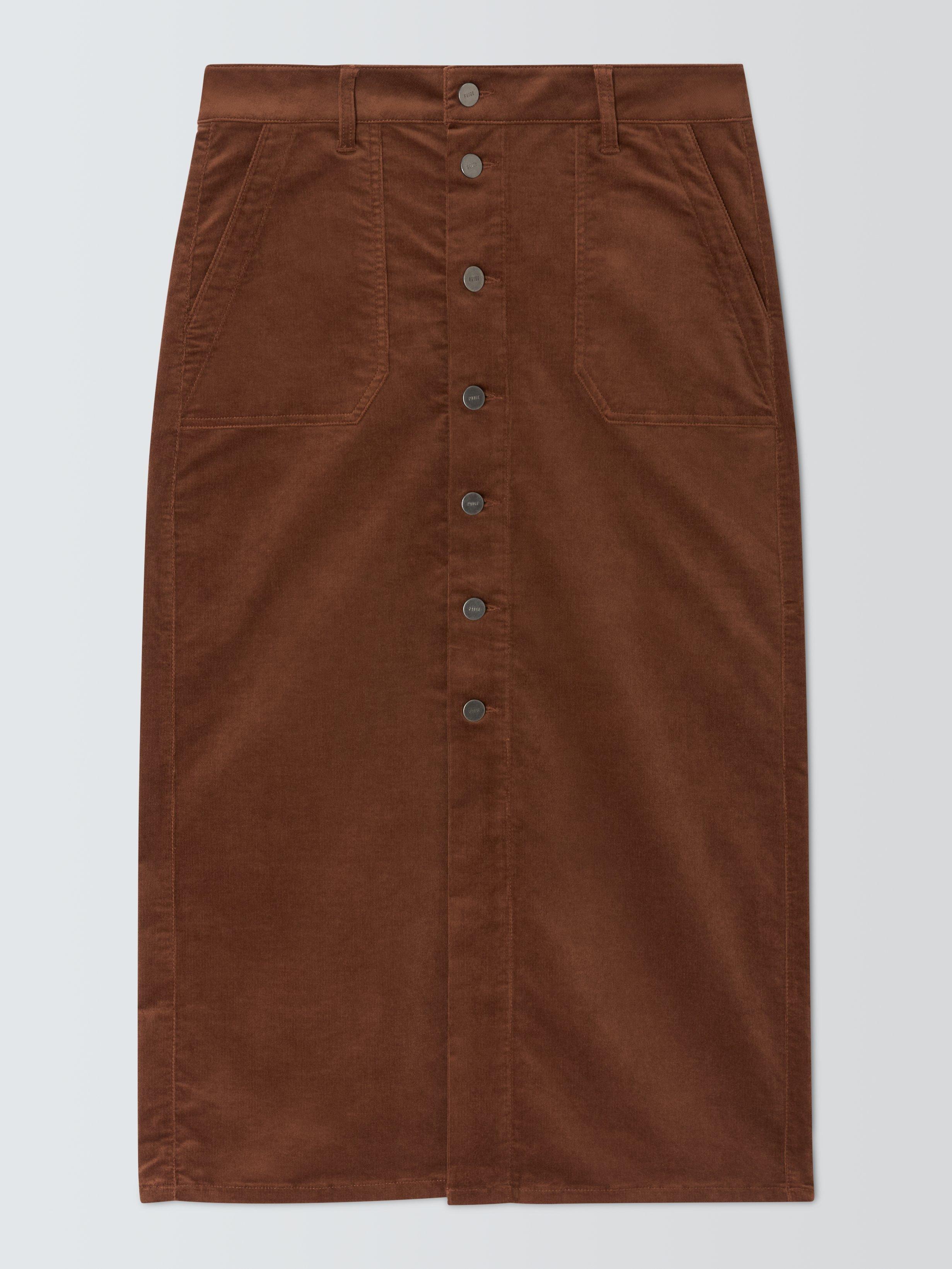 PAIGE Meadow Corduroy Midi Skirt Maple Brown