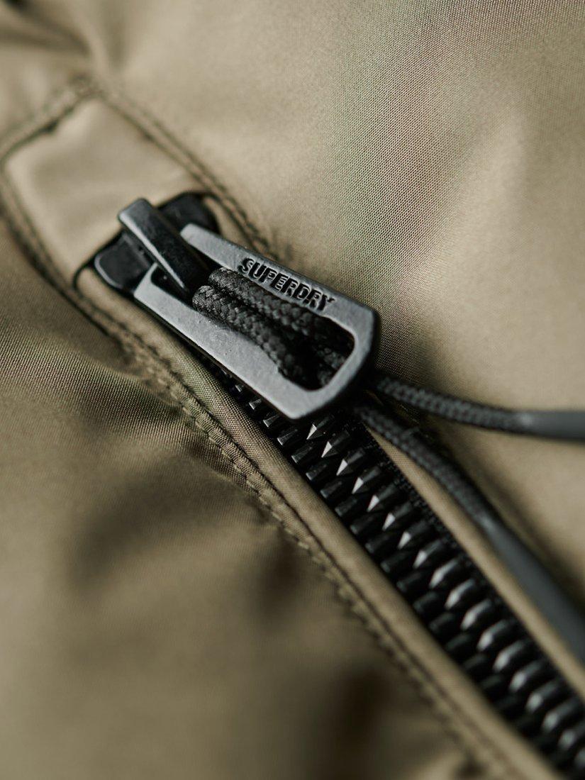 Product image 6 of 6, which shows Superdry Hooded Sports Puffer Bomber Jacket, Dusty Olive Green, 8
