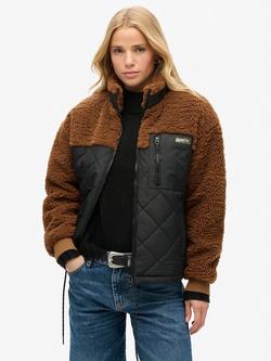 Superdry Workwear Fleece Hybrid Jacket, Bison Brown