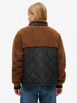 Superdry Workwear Fleece Hybrid Jacket - view 2, Bison Brown