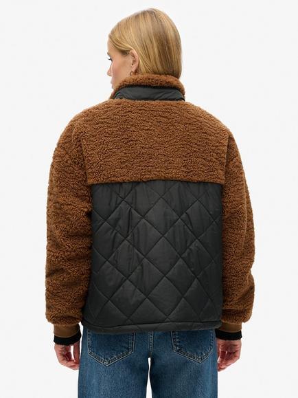 Superdry Workwear Fleece Hybrid Jacket - view 2, Bison Brown